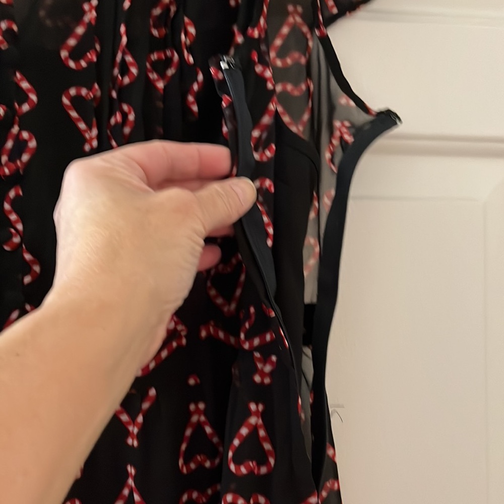 NWT MODCLOTH midi dress - semin sheer, fully lined, keyhole opening, candy cane - Picture 10 of 13